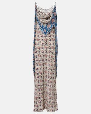 Rabanne Paisley Scarf-Detail Satin Slip Dress - Multicolour