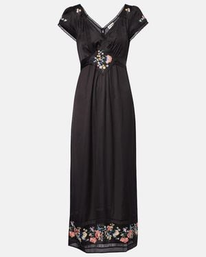 RIXO London Carey Floral Satin Maxi Dress - Black