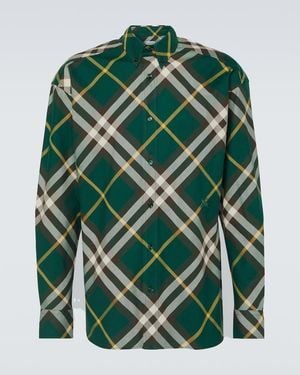 Burberry Ekd-Embroidered Check Cotton Shirt - Green