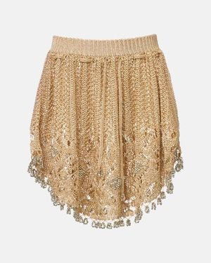 Rabanne Minifalda De Croche De Lame Adornada - Neutro