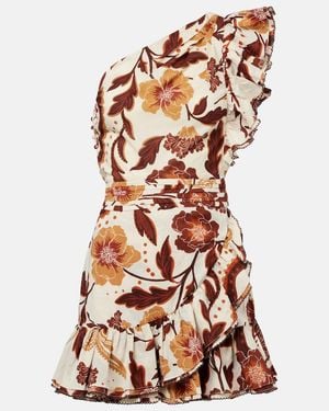 Poupette Corinne Floral Ruffled Cotton Minidress - Multicolour