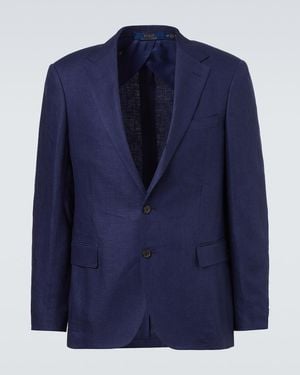 Polo Ralph Lauren Checked Linen-Blend Blazer - Blue