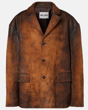 Miu Miu Oversized Suede Jacket - Brown
