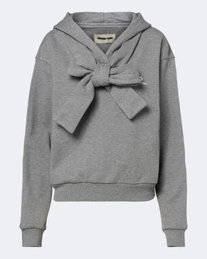 ShuShu/Tong Bow-Detail Cotton Hoodie - Gray