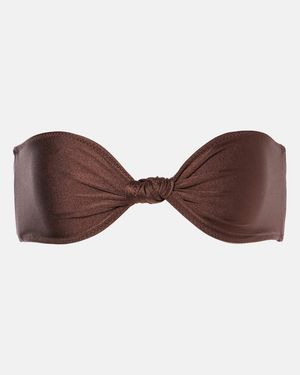 SAME Knotted Bandeau Bikini Top - Brown