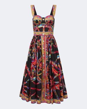 Dolce & Gabbana Carretto Cotton Poplin Midi Dress - Red