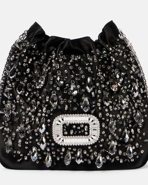 Roger Vivier Bolso Saco Mini Pilgrim De Saten - Negro