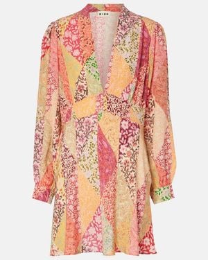 RIXO London Hebe Printed Silk Minidress - Pink