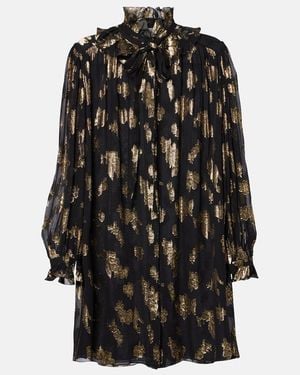 Chloé Ruffled Silk-Blend Minidress - Black