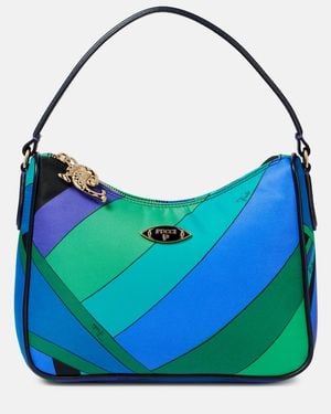 PUCCI Yummy Leather-Trimmed Shoulder Bag - Blue