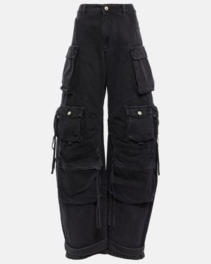 The Attico Fern Low-Rise Denim Cargo Trousers - Blue