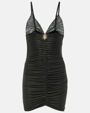 Alessandra Rich Laminated Jersey Minidress - Black