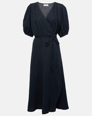 Velvet Dalene Linen Midi Dress - Blue