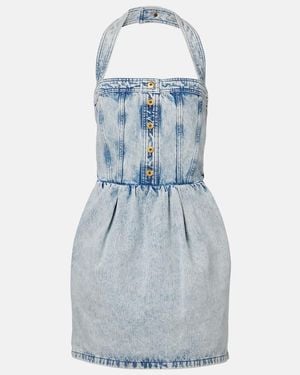 Patou Halterneck Denim Minidress - Blue