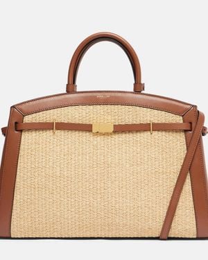 DeMellier New York Leather-Trimmed Raffia Tote Bag - Natural