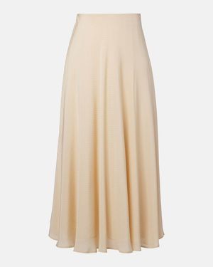 Loro Piana Falda Midi Erika De Seda - Neutro