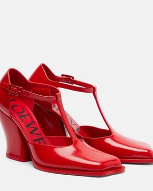 Loewe Onda 90 Leather Court Shoes - Red