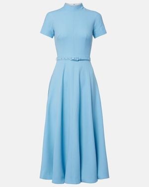 Emilia Wickstead Robe Midi Camilla En Laine - Bleu