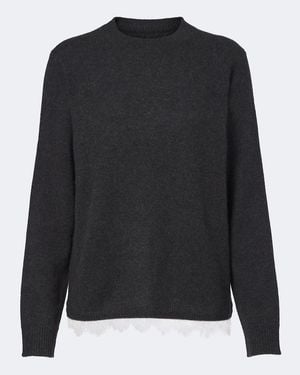 Loulou de Saison Pullover Arvo Aus Kaschmir Mit Spitze - Schwarz