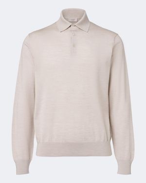 Agnona Wool, Silk And Cashmere Polo Jumper - White