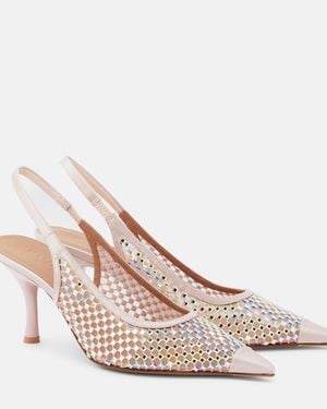 Malone Souliers Vesper 70 Embellished Slingback Court Shoes - Pink
