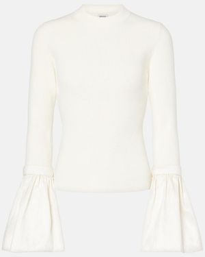 Jonathan Simkhai Agata Taffeta-Trimmed Ribbed-Knit Top - White
