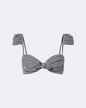 Montce Cabana Gingham Seersucker Bikini Top - Blue