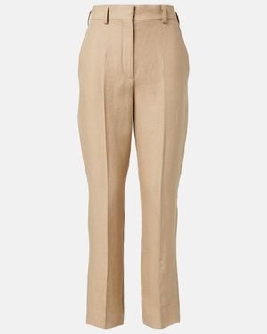 Loro Piana Neo Derk Linen Crepe Straight Trousers - Natural