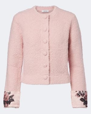Erdem Floral Wool And Alpaca Boucle Cardigan - Pink