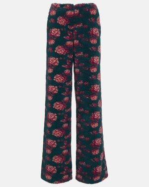 Magda Butrym High-Rise Floral Teddy Straight Trousers - Blue