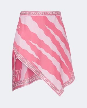 PUCCI Fiamme Asymmetric Silk Twill Skirt - Pink