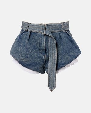 Magda Butrym Belted Denim Shorts - Blue