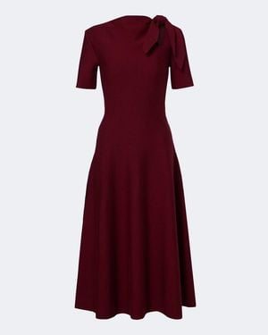 Oscar de la Renta Cutout Wool Midi Dress - Red