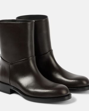 The Row Nobilis Leather Ankle Boots - Black