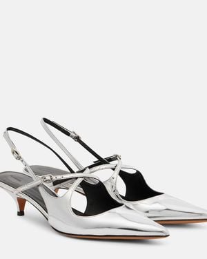 Proenza Schouler Slash 40 Mirrored Leather Slingback Court Shoes - Metallic