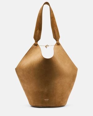 KHAITE Lotus Small Suede Tote Bag - Brown