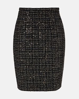 Safiyaa Ayaka Sequined Tweed Pencil Skirt - Black