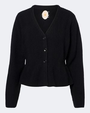 Jardin Des Orangers Peplum Wool And Cashmere Cardigan - Black