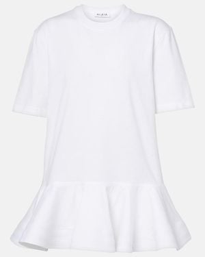 Alaïa Peplum Cotton Jersey T-Shirt - White