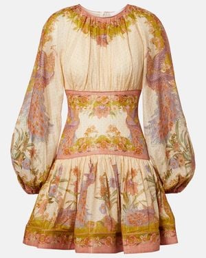 Zimmermann Indra Cotton And Silk-Blend Minidress - Brown