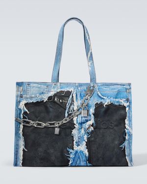 Acne Studios Trompe-L'Oil Printed Canvas Tote Bag - Blue