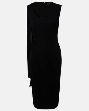 Tom Ford Cutout Shoulder-Drape Viscose Crepe Jersey Cocktail Dress - Black