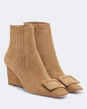 Roger Vivier Belle Vivier Suede Wedge Ankle Boots - Brown