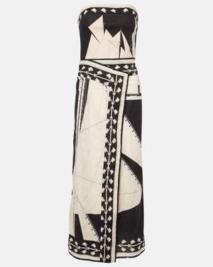 Johanna Ortiz Printed Strapless Midi Dress - White
