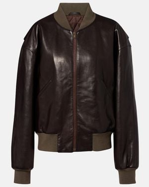 The Row Morisel Leather Bomber Jacket - Black