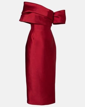 Solace London Mirla Off-Shoulder Satin Cocktail Dress - Red