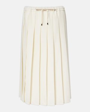 Brunello Cucinelli Pleated Midi Skirt - Natural