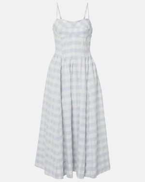 Jonathan Simkhai Kittiya Gingham Cotton-Fil Coupe Midi Dress - White