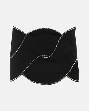 Area Latticed Embellished Wool Miniskirt - Black