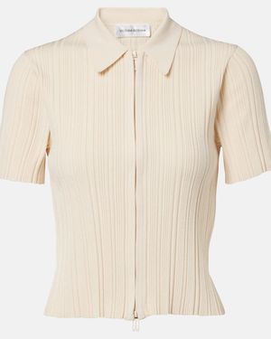 Victoria Beckham Ribbed-Knit Top - Natural